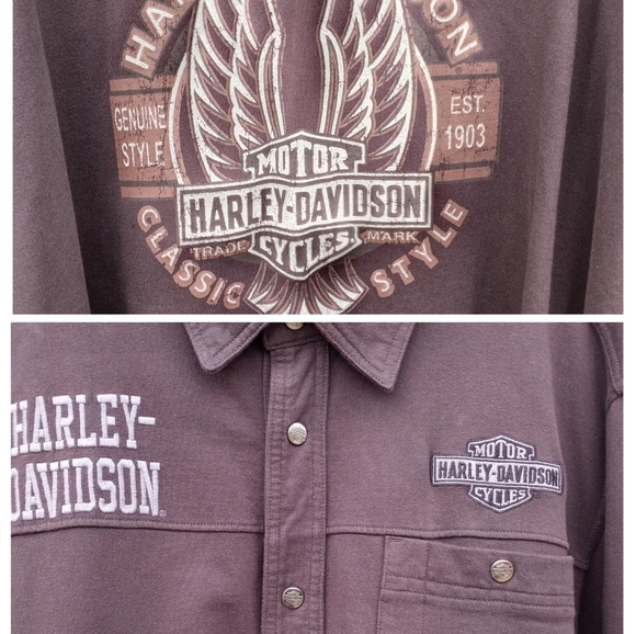 Harley-Davidson Other - Harley Davidson Embroidered Graphics Snap Long Sleeve Shirt Jacket Men Size 2XL